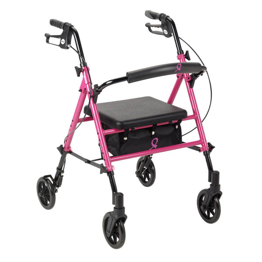 drive medical universal seat height aluminum rollator pink 865x865